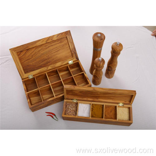 Olive Wood Salt & Spice Box